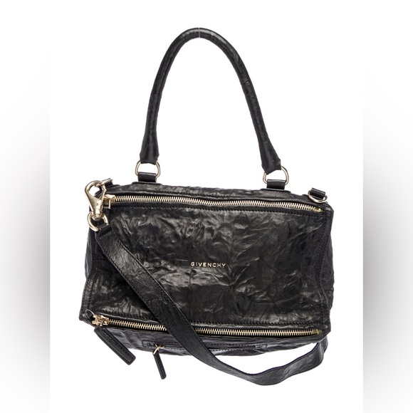GIVENCHY Black Old Pepe Wrinkled Sheepskin Leather Medium Pandora Bag - Picture 1 of 15